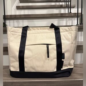 Herschel Cream and Black Tote Bag